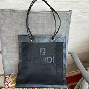 FENDI Authentic Luxury Mesh and Leather Tote Bag
